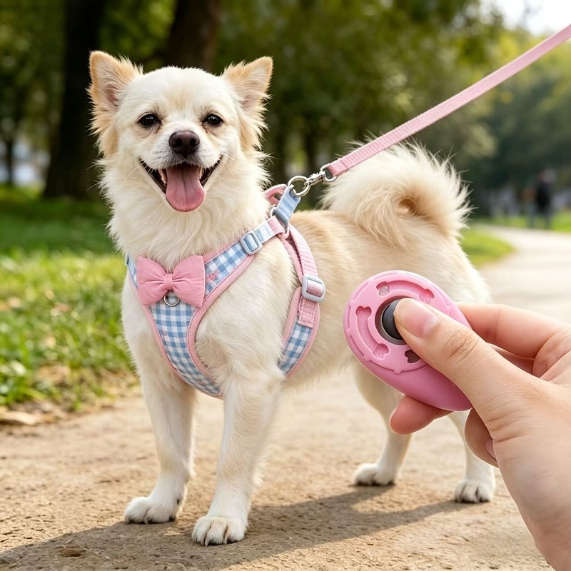 Pink Escape Proof Dog Harness Vest With Bell Set For Small Dogs Cats - Image 1