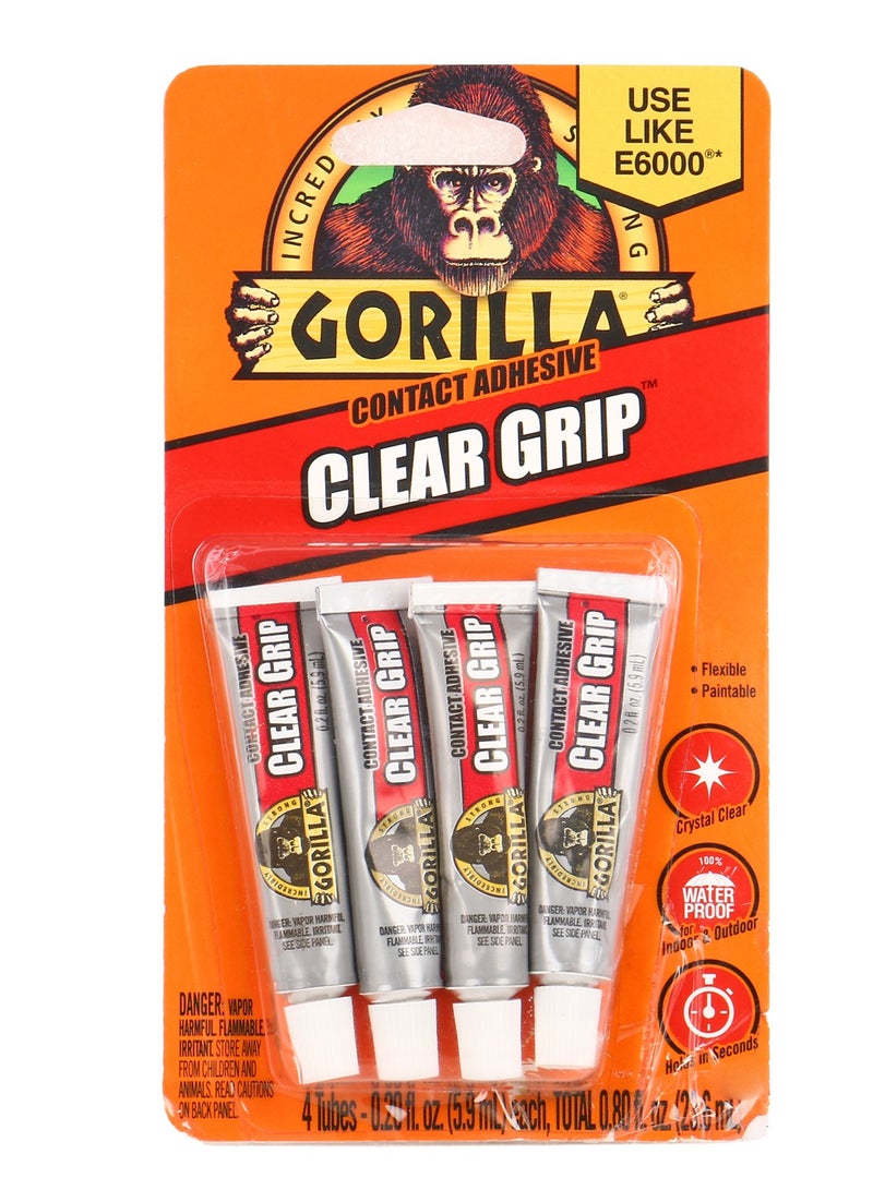 Gorilla غراء غوريلا الشفاف المقاوم للماء، 4 أنابيب سعة 0.2 أونصة، شفاف، (عبوة من 1) - Image 1