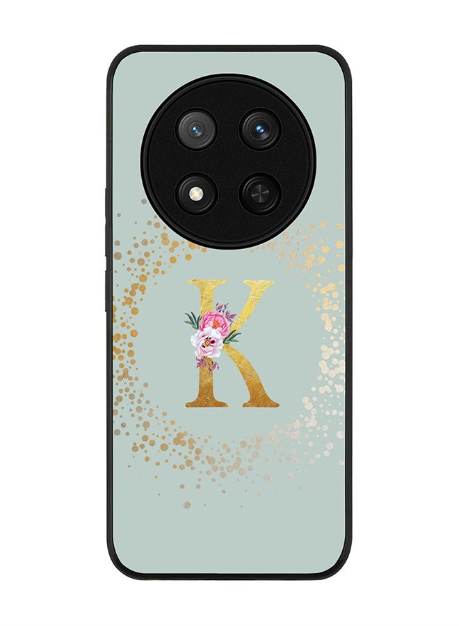 Stylizedd For Honor X9c / Honor Magic7 Lite 5G Case,Slim fit Camera Protection, Shockproof Thin Phone cover  - Custom Monogram Floral - K  (Light Grey ) - Image 1