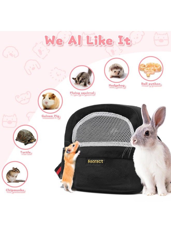 Asoract Sugar Glider Pouch Bonding Fleece Guinea Pig Carrier, Soft Comfortable Going Out Small Pets Sleeping Bag with Adjustable Strap,Breathable Mesh Window and Removable Mat for Hedgehogs (Black, L1) - Image 5