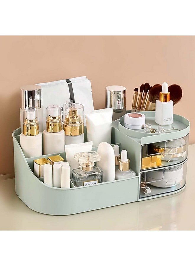 VENIVA Makeup Organizer | Makeup Box For Storage | Make Up, Cosmetic, Skincare Organiser For Women | Elegant Makeup Vanity With Transparent Drawer (Green) - Image 1