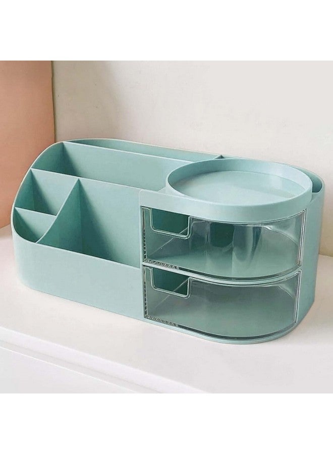 VENIVA Makeup Organizer | Makeup Box For Storage | Make Up, Cosmetic, Skincare Organiser For Women | Elegant Makeup Vanity With Transparent Drawer (Green) - Image 3