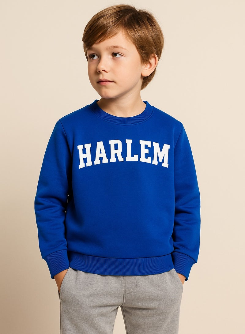 victor and jane Boys' Blue "HARLEM" Graphic Sweatshirt - Image 1