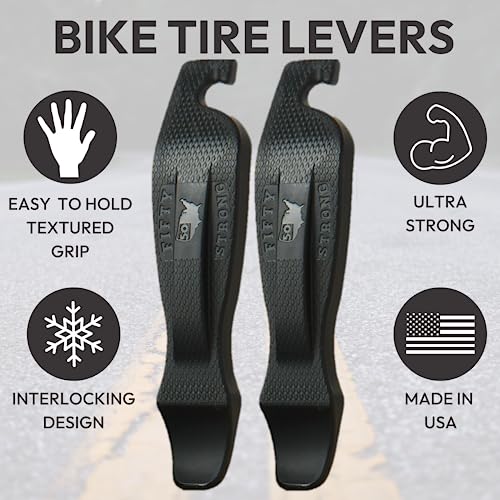 50 Strong Bike Tire Levers – Set of 4 Ultra-Strong Tire Spoons with Easy-Grip Interlocking Design – Made in USA – Essential Bicycle Repair Tool Brand - Image 4