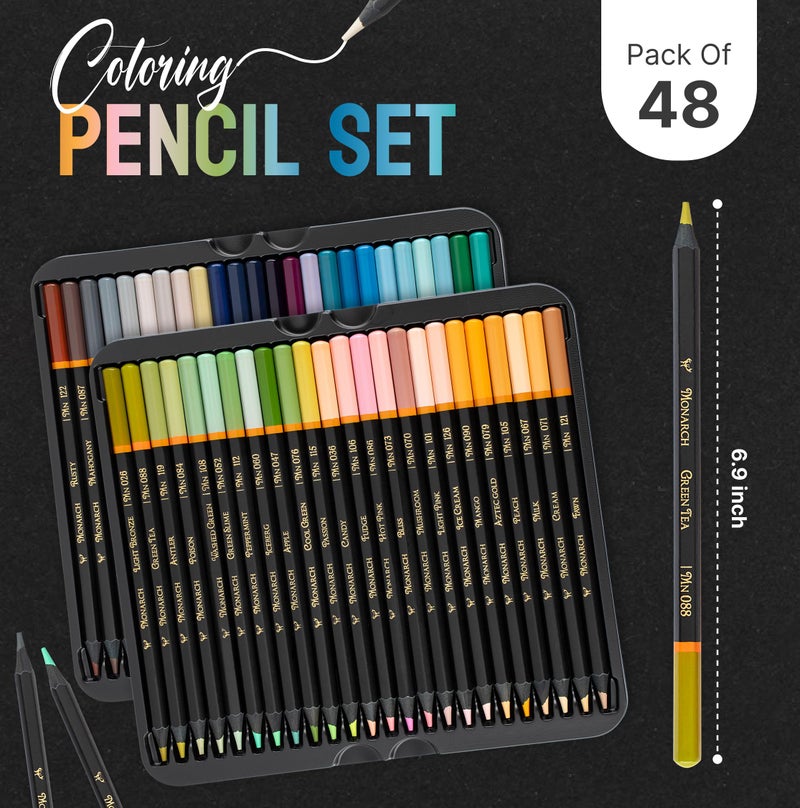 Black Widow Monarch Colored Pencils For Adult Coloring - 48 Coloring Pencils With Smooth Pigments - Best Color Pencil Set For Adult Coloring Books And Drawing. - Image 5