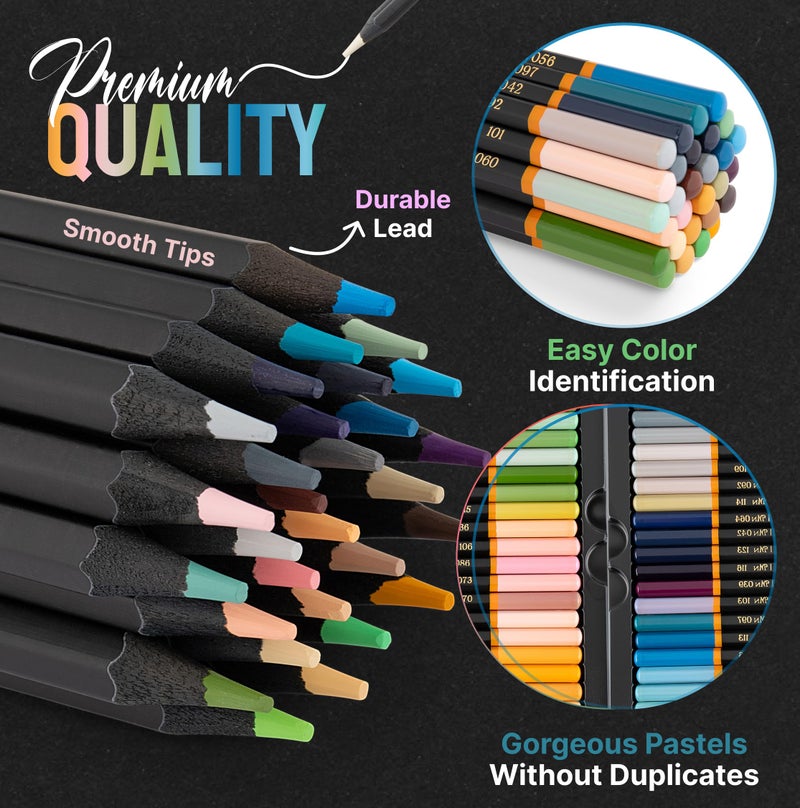 Black Widow Monarch Colored Pencils For Adult Coloring - 48 Coloring Pencils With Smooth Pigments - Best Color Pencil Set For Adult Coloring Books And Drawing. - Image 2