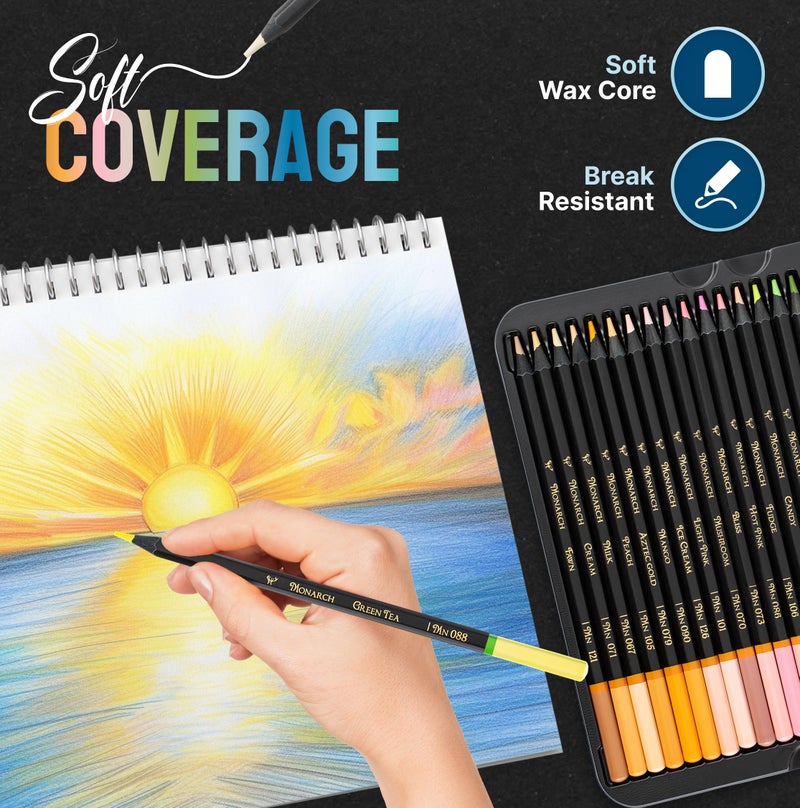 Black Widow Monarch Colored Pencils For Adult Coloring - 48 Coloring Pencils With Smooth Pigments - Best Color Pencil Set For Adult Coloring Books And Drawing. - Image 4