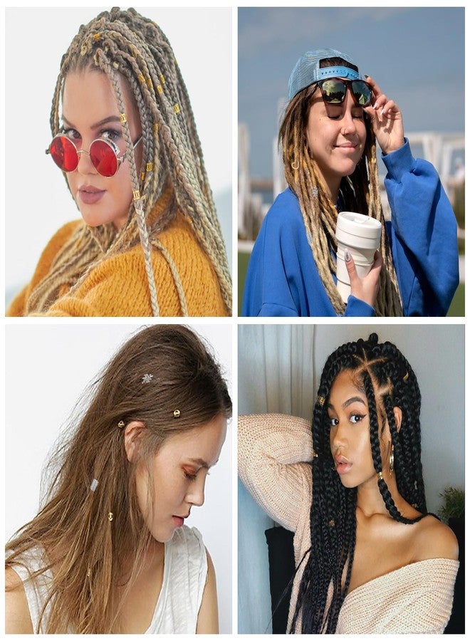 Nogeqi 190PCS Silver Hair Jewelry for Braids, Metal Hair Charms Cuffs Rings Clips, Silver Loc Jewelry for Women Men Dreadlock Accessories Decorations - Image 5