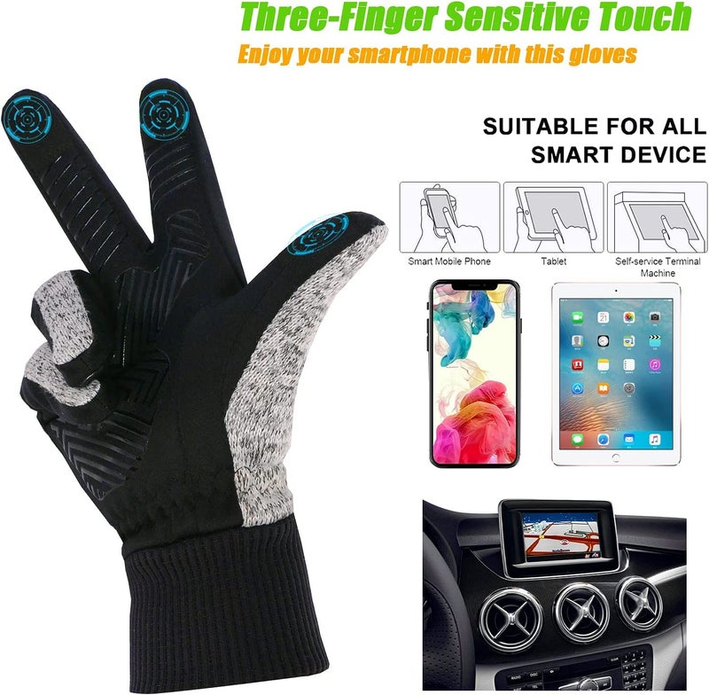 MOREOK Winter Gloves for Men/Women -10°F 3M Thinsulate Warm Touch Screen Snow Ski Bicycle Bike Gloves for Driving/Cycling/Running/Hiking-Gray-S - Image 4