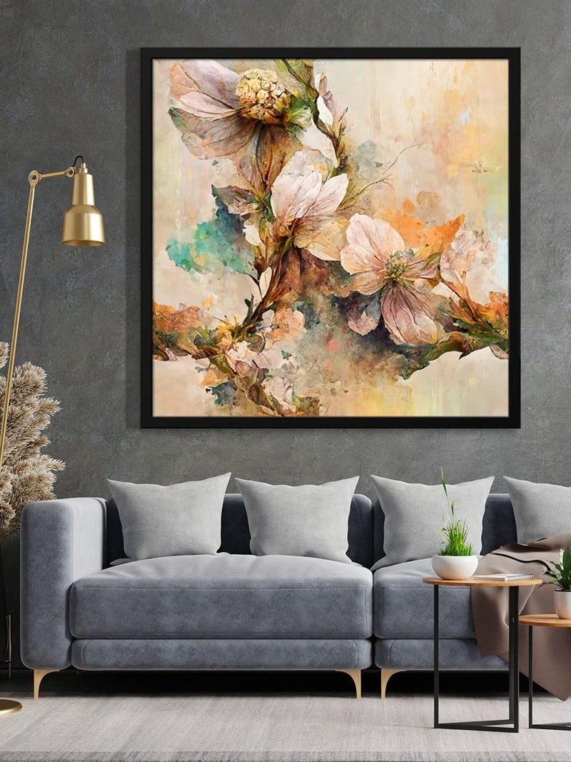 999STORE flower with abstract background modern artlong painting for wall decoration flower painting for bedroom BoxF36X360154 - Image 1
