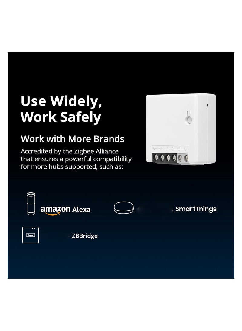 SYOSI - مفتاح ضوء ذكي مصغر Zigbee (طريقان) يعمل مع أليكسا وSmartthings Hub وGoogle Home وZbbridge يتطلب سلك محايد بروتوكول Zigbee 3.0 المنزل الذكي أبيض - Image 1
