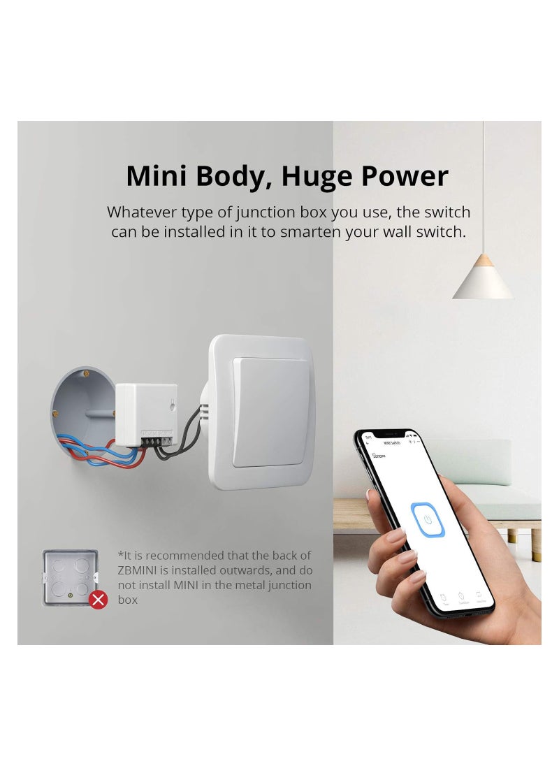 SYOSI - مفتاح ضوء ذكي مصغر Zigbee (طريقان) يعمل مع أليكسا وSmartthings Hub وGoogle Home وZbbridge يتطلب سلك محايد بروتوكول Zigbee 3.0 المنزل الذكي أبيض - Image 1
