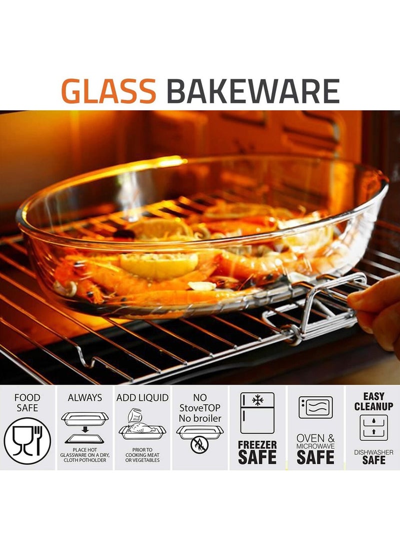 بيريكس 3 Pieces pyrex Oval Roaster Set 4.2L 40 x 27 /3.1 L 35 x 24 /2L 30 x 21 cm Clear Made in france Clear 4.2Liters - Image 4