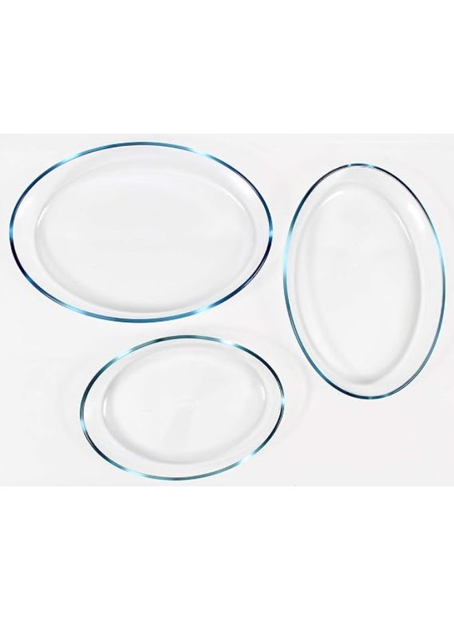 بيريكس 3 Pieces pyrex Oval Roaster Set 4.2L 40 x 27 /3.1 L 35 x 24 /2L 30 x 21 cm Clear Made in france Clear 4.2Liters - Image 2