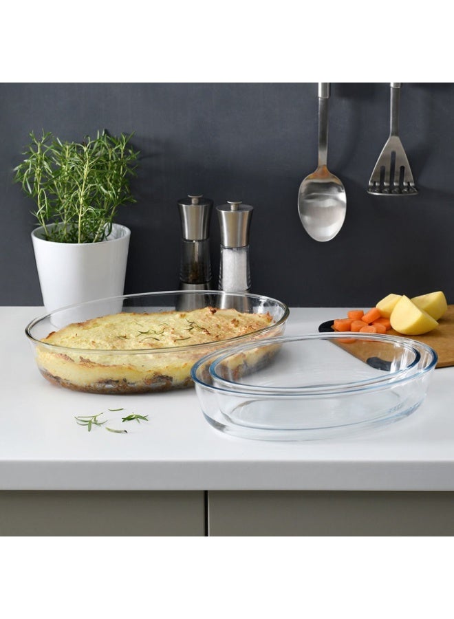 بيريكس 3 Pieces pyrex Oval Roaster Set 4.2L 40 x 27 /3.1 L 35 x 24 /2L 30 x 21 cm Clear Made in france Clear 4.2Liters - Image 3