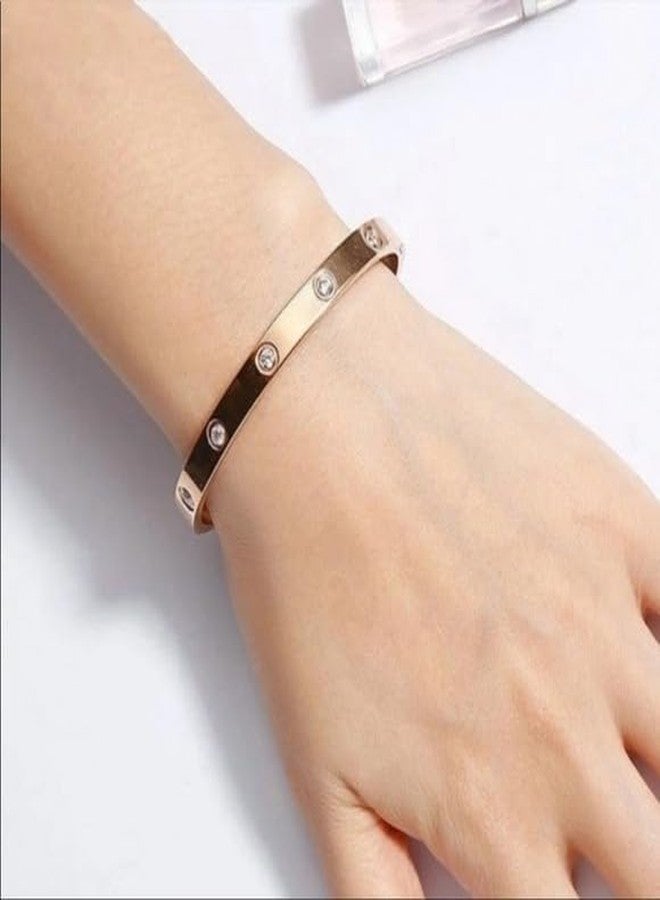 MEENAZ bracelet for women Stylish Bangles for women Adjustable Anti Tarnish Bracelet for girls rose gold Kada for Women Accessories Anti Tarnish Jewellery Stainless Steel Cuff Bracelet gifts Combo - Image 2