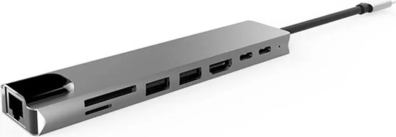 اي سي شوب Grc Accessory 8 In 1 Ethernet RJ45 SD TF USB Type C Hub with HDMI Input Macbook Converter Replicator