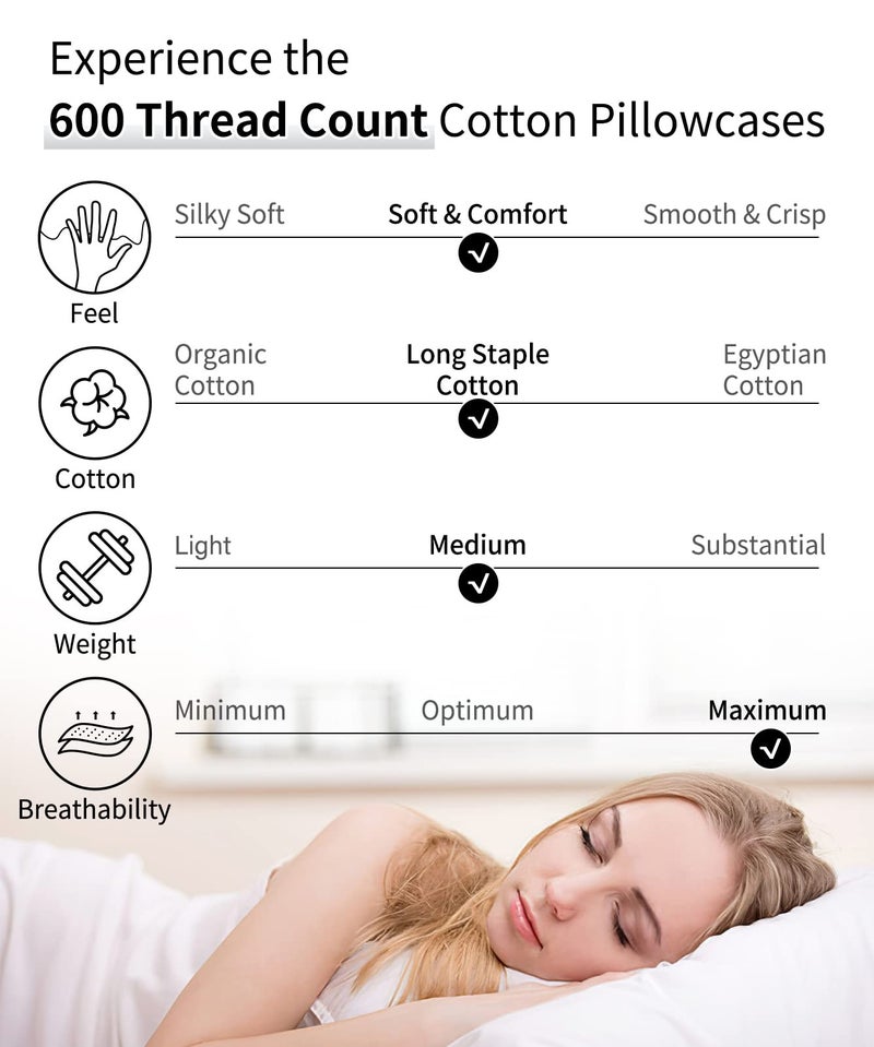 Warmstar Cotton Pillow Cases Queen Size Set of 2  600 Thread Count Pillowcases 20x30 Inches  Soft Long Staple Cotton Pillowcases Breathable with Envelope Closure Wine Red - Image 4