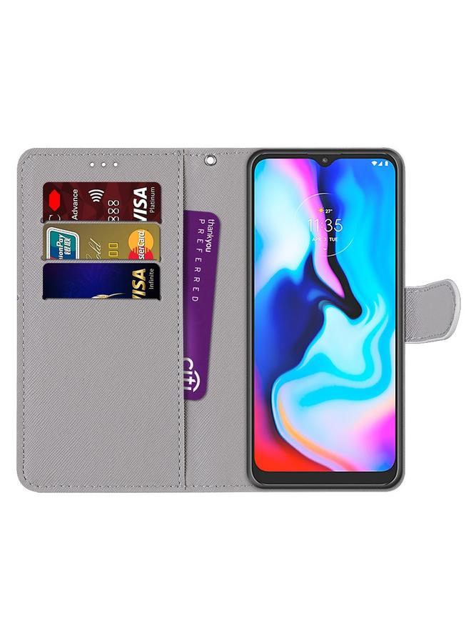 اس-توب جراب لهاتف Motorola Moto E7 Plus / G9 Play / G9 جراب جلدي من البولي يوريثان قابل للطي أفقيًا بتصميم متقاطع ملون مع حامل وفتحات للبطاقات ومحفظة وحبل تعليق - Image 4