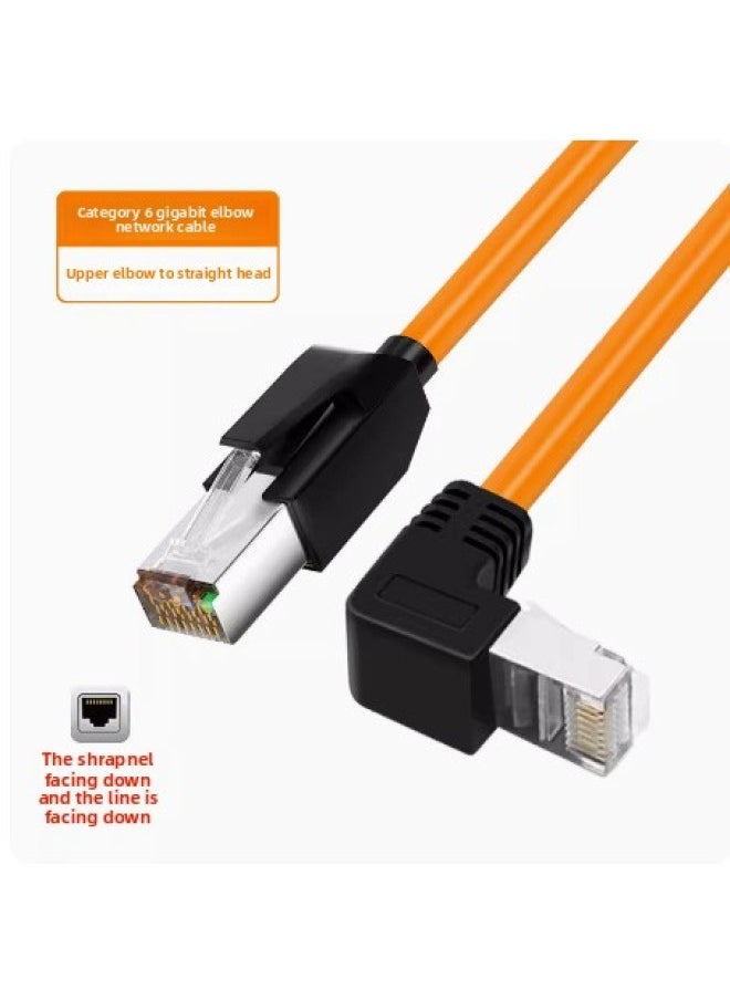 Generic Super Six-class Network Cable Elbow High Flexible Drag Chain Shield Gigabit Industrial Camera Network Cable Office Router Network Jumper-Color:Orange (straight Up)-Line Length:20 Meters  - Image 1