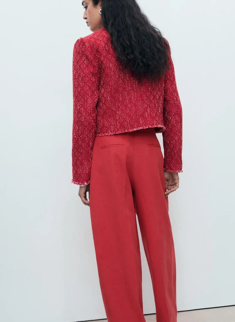 MANGO Tweed jacket with frayed ends