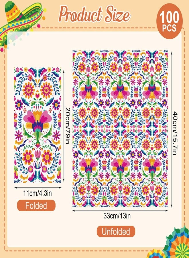IANFEPH 100PCS Mexican Floral Paper Napkins Disposable Hand Towels for Bathroom 3 Ply Cinco De Mayo Guest Napkins Decorative Fiesta Dinner Napkins for Wedding Birthday Mexico Taco Party Supplies - Image 2