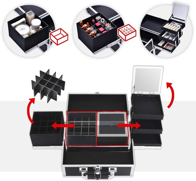 Joligrace Professional Makeup Train Case - Image 3