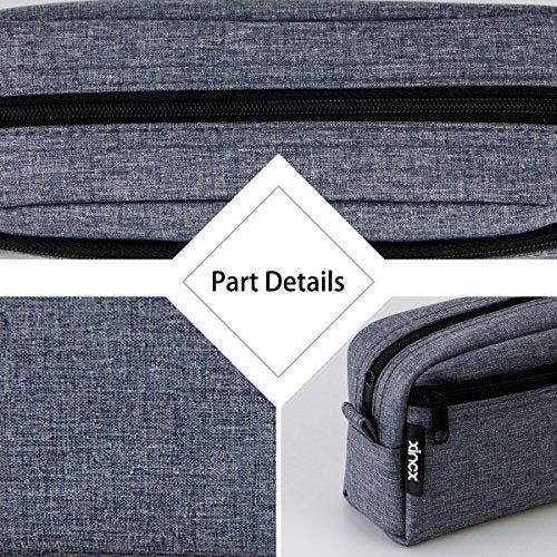 xincx Big Capacity Pencil Case Stationery Pouch,Multi-Colored Pen Pouch,Cosmetic Pouch Bag, Pen Bag with Zipper Bag for Boy Girl (Dark Gray) - Image 5