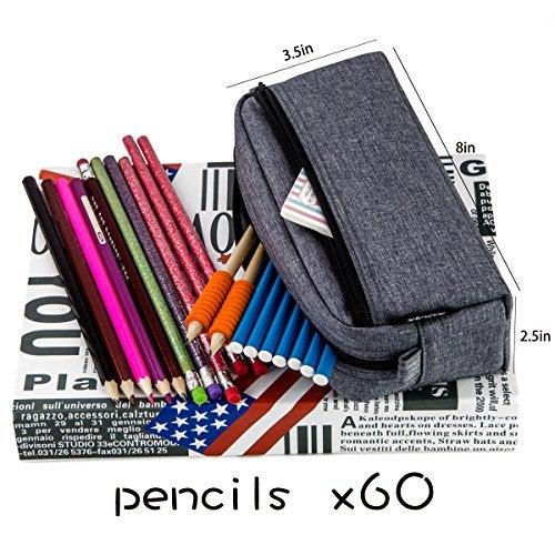 xincx Big Capacity Pencil Case Stationery Pouch,Multi-Colored Pen Pouch,Cosmetic Pouch Bag, Pen Bag with Zipper Bag for Boy Girl (Dark Gray) - Image 2