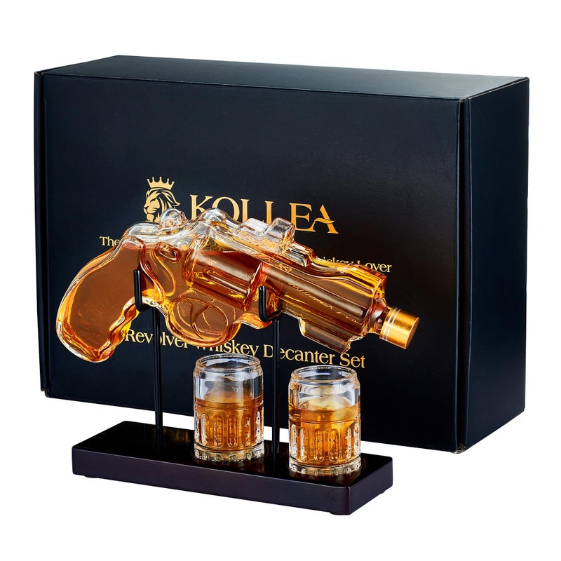 Kollea Birthday Gifts for Men Dad, Kollea Gun Whiskey Decanter Set with Shot Glass, Cool Anniversary Ideas for Him Husband Brother, Funny Military Retirement Present, Home Bar Drinking Party, Valentine's Day - Image 1