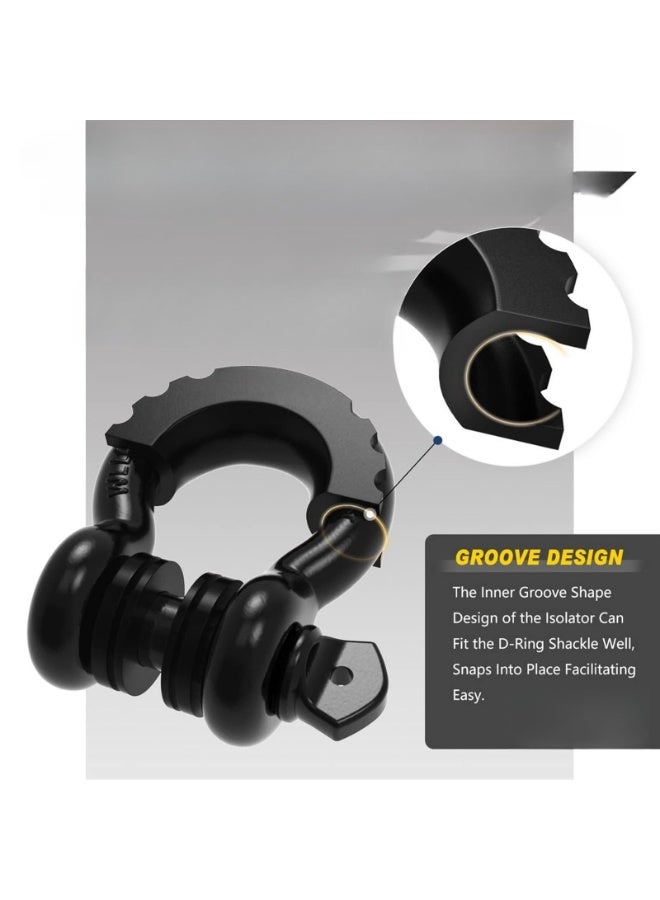 D Ring Shackle Isolators Washers Kit - 2 Rubber Shackle Isolators with 8 Washers, Fits 3/4 Shackles Protect and Prevents Rattling, Shackle Cover  - Image 3