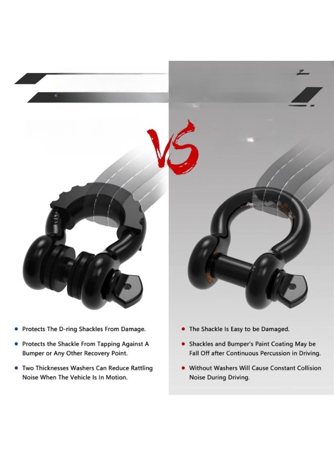 D Ring Shackle Isolators Washers Kit - 2 Rubber Shackle Isolators with 8 Washers, Fits 3/4 Shackles Protect and Prevents Rattling, Shackle Cover  - Image 4
