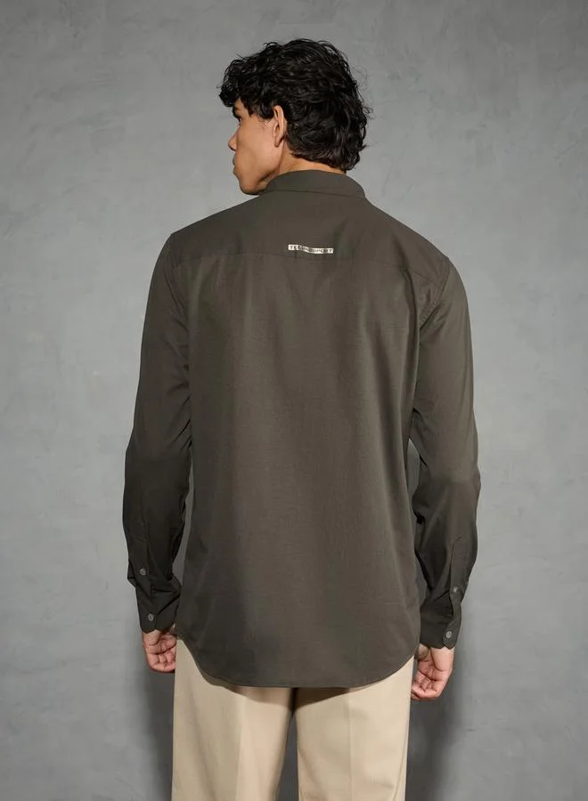 Technosport Technosport Solid 2-Way Stretch Long Sleeve Regular Fit Shirt