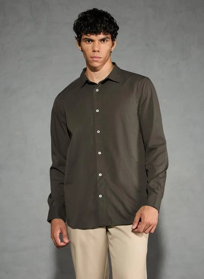 تكنوسبورت قميص تكنوسبورت بأكمام طويلة مطاطي ثنائي الاتجاه بقصة عادية