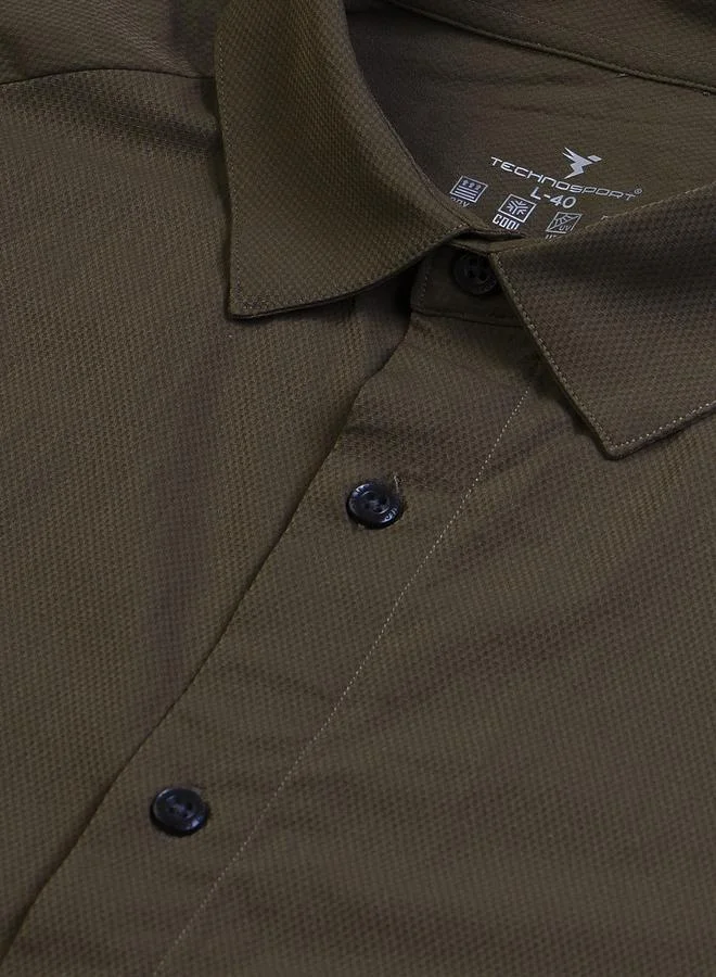 تكنوسبورت قميص تكنوسبورت بأكمام طويلة مطاطي ثنائي الاتجاه بقصة عادية