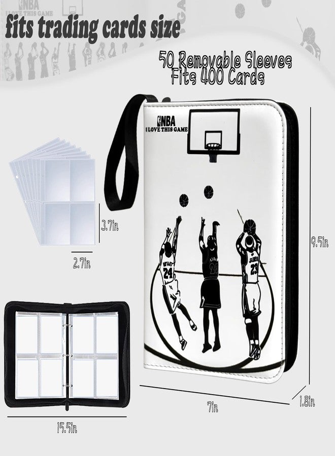 Rmannke Basketball Card Binder - 400 Capacity 4-Pocket Trading Card Album, 3 Ring Card Holder Binder, Waterproof PU Leather, Zip Closure, Perfect Christmas Birthday Gift for Collectors - Image 3