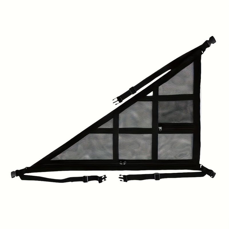 Beige Car Ceiling Storage Net Adjustable Mesh Roof Organizer Pocket For Auto Interior Cargo Stowing - Image 3