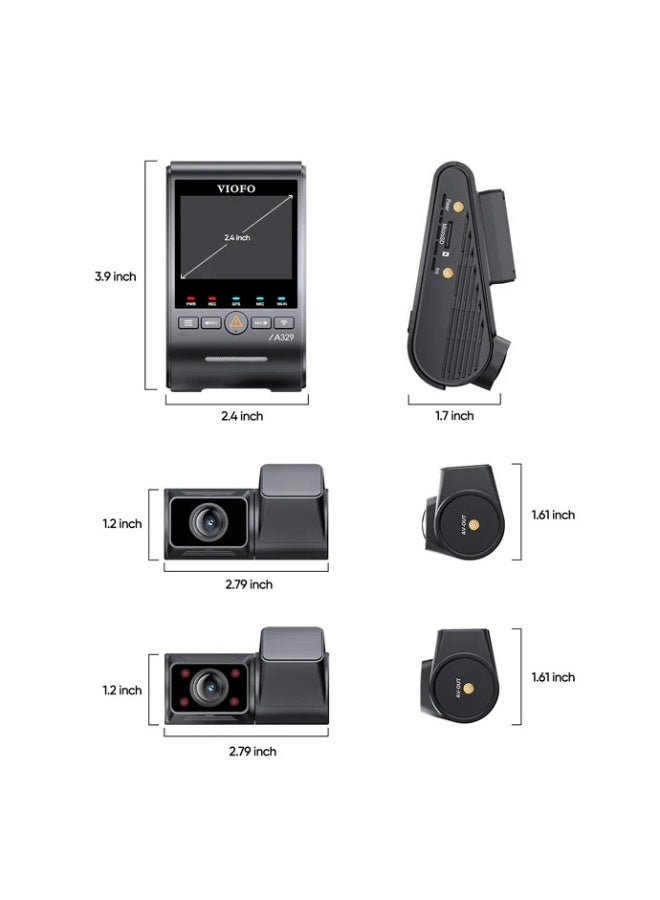 VIOFO A329S | 3CH | 4K 60FPS Front | 2K Fisheye Cabin | 2K Rear - Image 5
