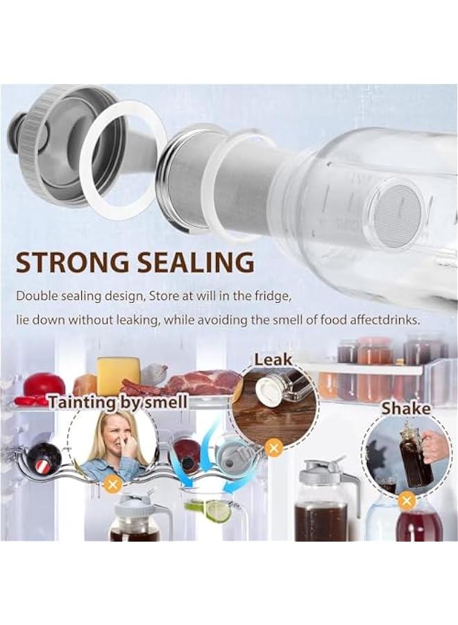 هوكور ابريق تحضير القهوة من هوكور، برطمان ماسون زجاجي واسع الفم شديد التحمل 64 اونصة مع فلتر وفرشاة من الستانلس ستيل عالي التحمل، لعصير الليمون المثلج، مشروبات الفاكهة، حاوية مشروبات الفاكهة محلية الصنع - Image 2