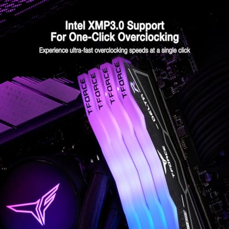 T-Force Delta RGB DDR5 Ram 32GB 2x16GB 6000MHz PC5-48000 CL30 وحدة ذاكرة سطح المكتب ذاكرة الوصول العشوائي لشرائح سلسلة 600 700 XMP 3.0 جاهزة - FF3D532G6000HC30DC01 - Image 3