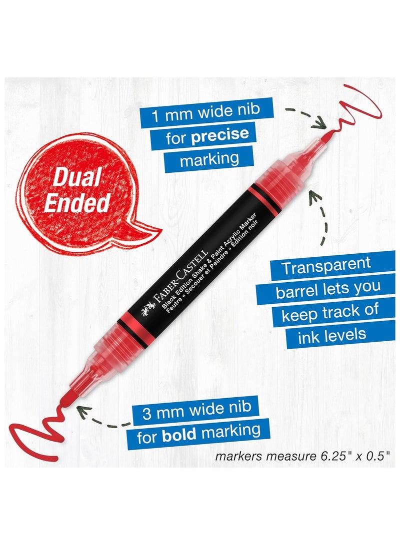 FABER-CASTELL 6-Piece Shake And Paint Black Edition Acrylic Paint Markers Classic Colours - Image 4