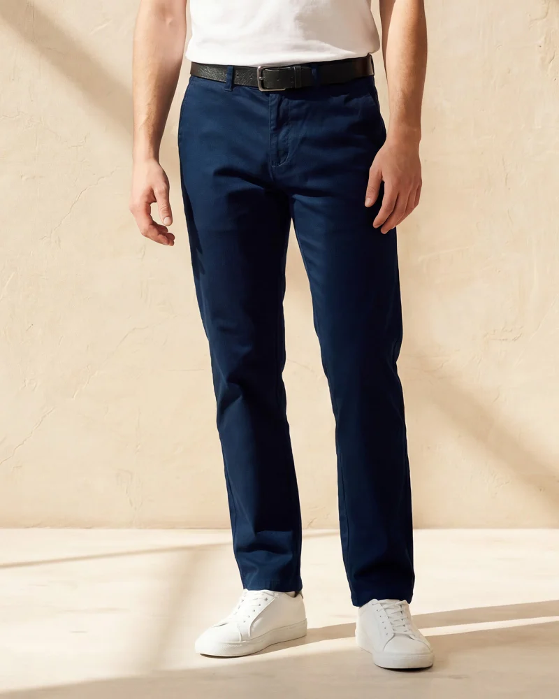 Redtag Men Navy Belted Chino Pants