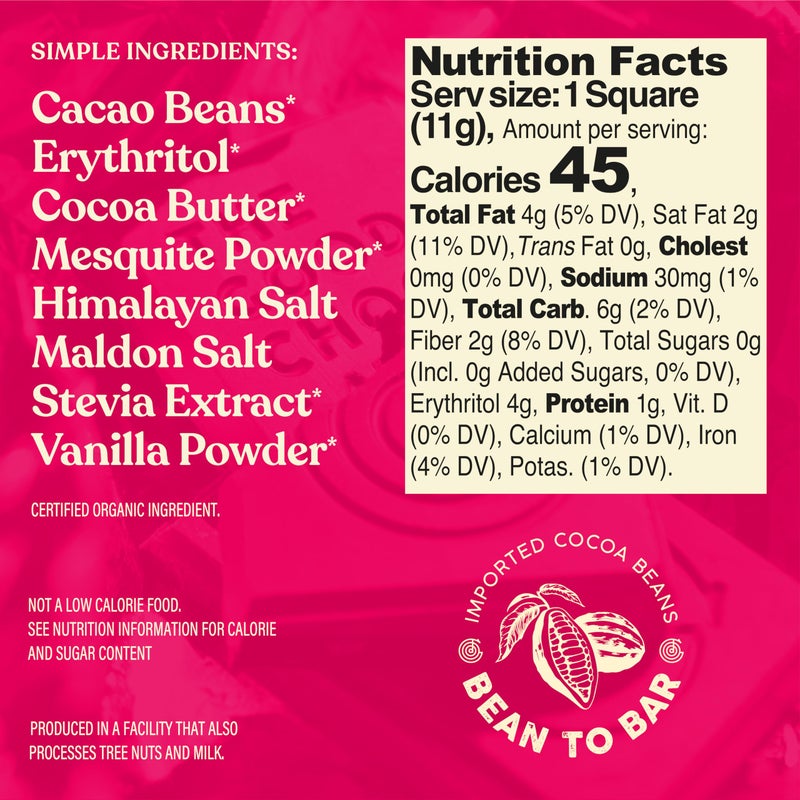 The Good Chocolate - Himalayan Salt Keto Chocolate Squares, Zero Sugar, Lower Net Carb Snack, Lower Calorie, Vegan Chocolate Candy, 24 Square Family Pack - Image 3