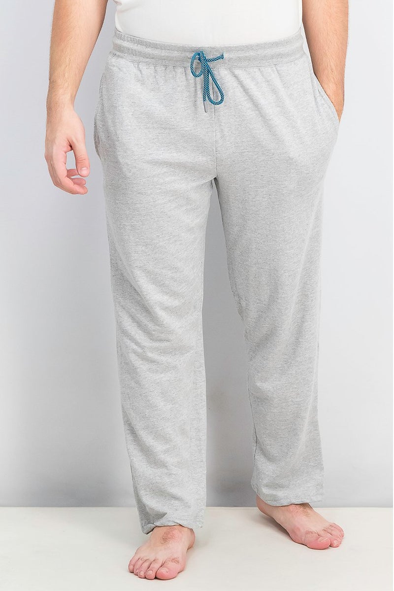 Tailorbyrd Men Plain Drawstring Sleepwear Pants, Grey Heather - Image 1