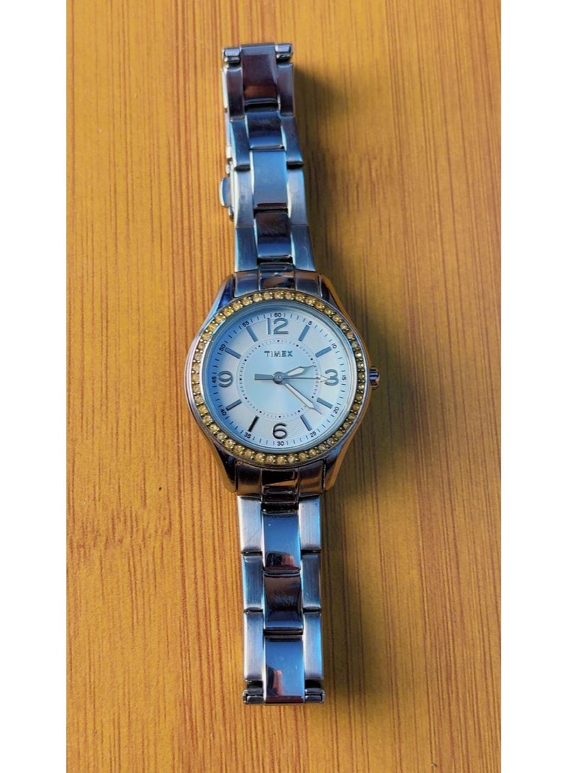 Timex Women's Classic Crystal Bezel Stainless Steel Quartz Watch – Silver Dial, Analog Display, WR 30M (Pre-Owned / Like Brand New Condition) - Image 3