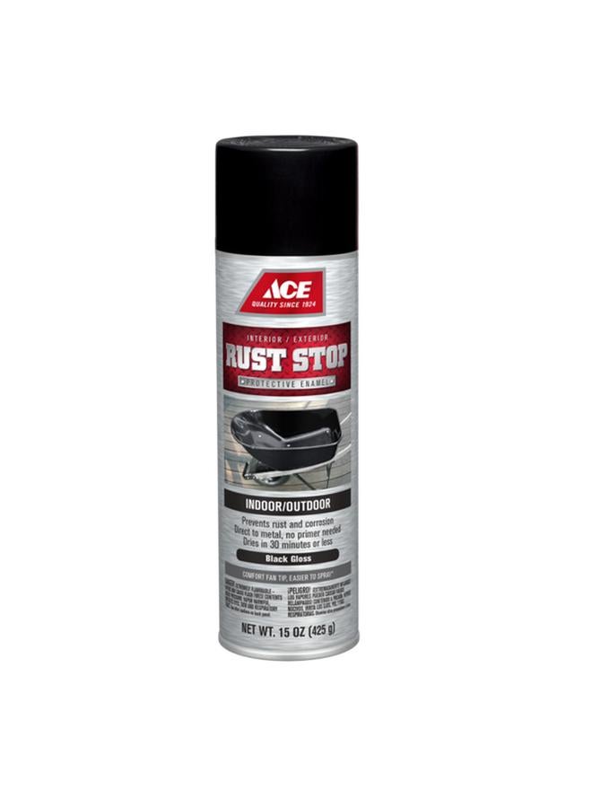 ACE Fast-Drying Glossy Finish Rust Stop Spray Paint Black 15oz - Image 1