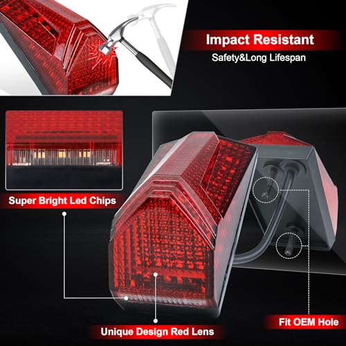 MOVOTOR LED Tail Light 500% Bright Rear Brake Light with White License Plate Lighting Compatible with Dirt Bike Enduro Cafe Custom Honda XR650L XR600R - Image 4