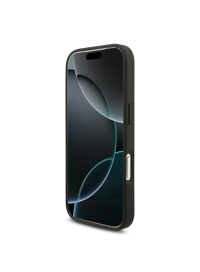 كارل لاغرفيلد غطاء iPhone 17 Pro / جراب MagSafe من جلد البولي يوريثان مع شعار محفور / أسود