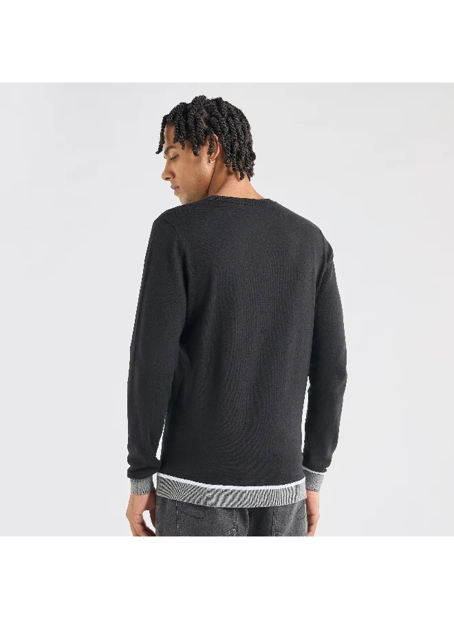 Splash FAV Solid Sweatshirt with Long Sleeves and Crew Neck