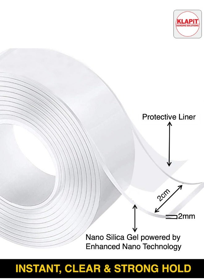 KLAPiT KLAPiT SUPER TAPE Double Sided Heavy Duty Mounting Tape Holds 90 Pounds Or 41Kg Using Enhanced Nano Technology. Waterproof Clear Tape For Wall, Wood, Tile, Stone, Glass, Metal, Acrylic (1Pc Pack)  - Image 2